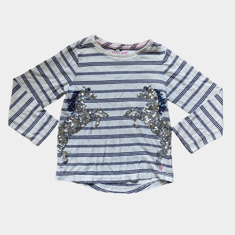 Joules Ava Navy Stripe Horse Applique T-Shirt